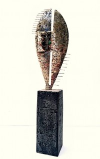 Shakil Ismail, 9.5 x 34.5 Inch, Metal Sculpture with Agate Stones, Sculpture, AC-SKL-145